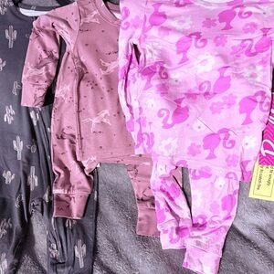 NWT Lot of 3 pairs girls pajamas size 12 mo. Barbie and modern moments